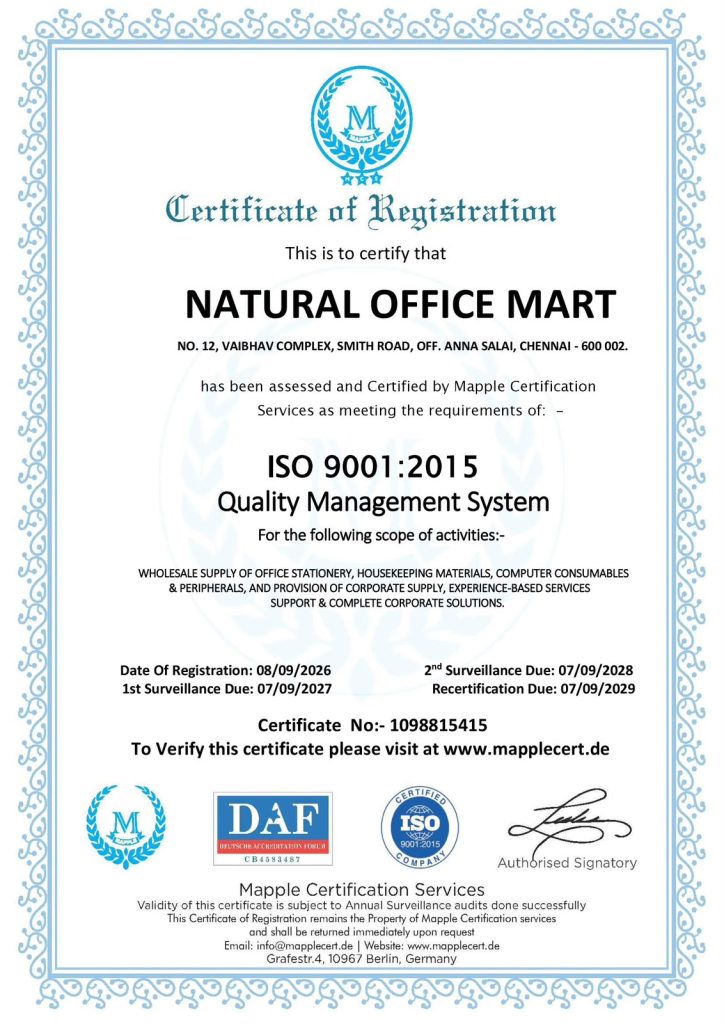 natural office mart iso certified company